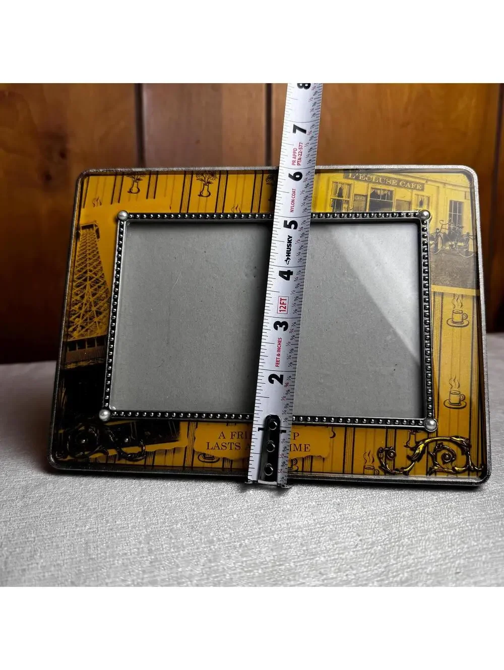 Vintage Thompson Paris Cafe 4x6 Picture Frame Yellow Black Decorative Photo